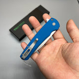 Pro-Tech 5201 Malibu Manual Flipper Knife 3.30" CPM-20CV Stonewashed Reverse Tanto Blade, Blue Aluminum Handles