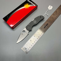 Spyderco Native 5 Lightweight Folding Knife 2.95" Maxamet Satin Plain Blade, Gray FRN Handles - C41PGY5