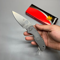 Spyderco Native 5 Lightweight Folding Knife 2.95" Maxamet Satin Plain Blade, Gray FRN Handles - C41PGY5