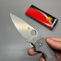 Spyderco Native 5 Lightweight Folding Knife 2.95" Maxamet Satin Plain Blade, Gray FRN Handles - C41PGY5