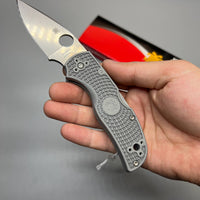 Spyderco Native 5 Lightweight Folding Knife 2.95" Maxamet Satin Plain Blade, Gray FRN Handles - C41PGY5