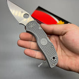 Spyderco Native 5 Lightweight Folding Knife 2.95" Maxamet Satin Plain Blade, Gray FRN Handles - C41PGY5