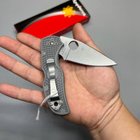 Spyderco Native 5 Lightweight Folding Knife 2.95" Maxamet Satin Plain Blade, Gray FRN Handles - C41PGY5
