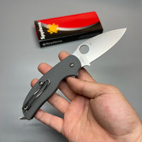 Spyderco Sage 1 Folding Knife 3" Maxamet Satin Plain Blade, Cool Gray G10 Handles - C123GPGY