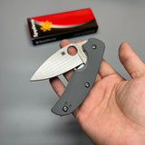Spyderco Sage 1 Folding Knife 3" Maxamet Satin Plain Blade, Cool Gray G10 Handles - C123GPGY