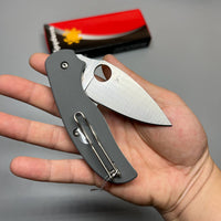 Spyderco Sage 1 Folding Knife 3" Maxamet Satin Plain Blade, Cool Gray G10 Handles - C123GPGY