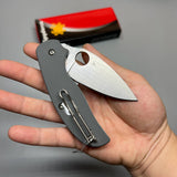 Spyderco Sage 1 Folding Knife 3" Maxamet Satin Plain Blade, Cool Gray G10 Handles - C123GPGY