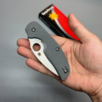 Spyderco Sage 1 Folding Knife 3" Maxamet Satin Plain Blade, Cool Gray G10 Handles - C123GPGY