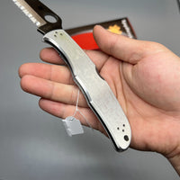 Spyderco Endura 4 Folding Knife 3.875" Satin Combo Blade, Stainless Steel Handles - C10PS