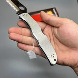 Spyderco Endura 4 Folding Knife 3.875" Satin Combo Blade, Stainless Steel Handles - C10PS