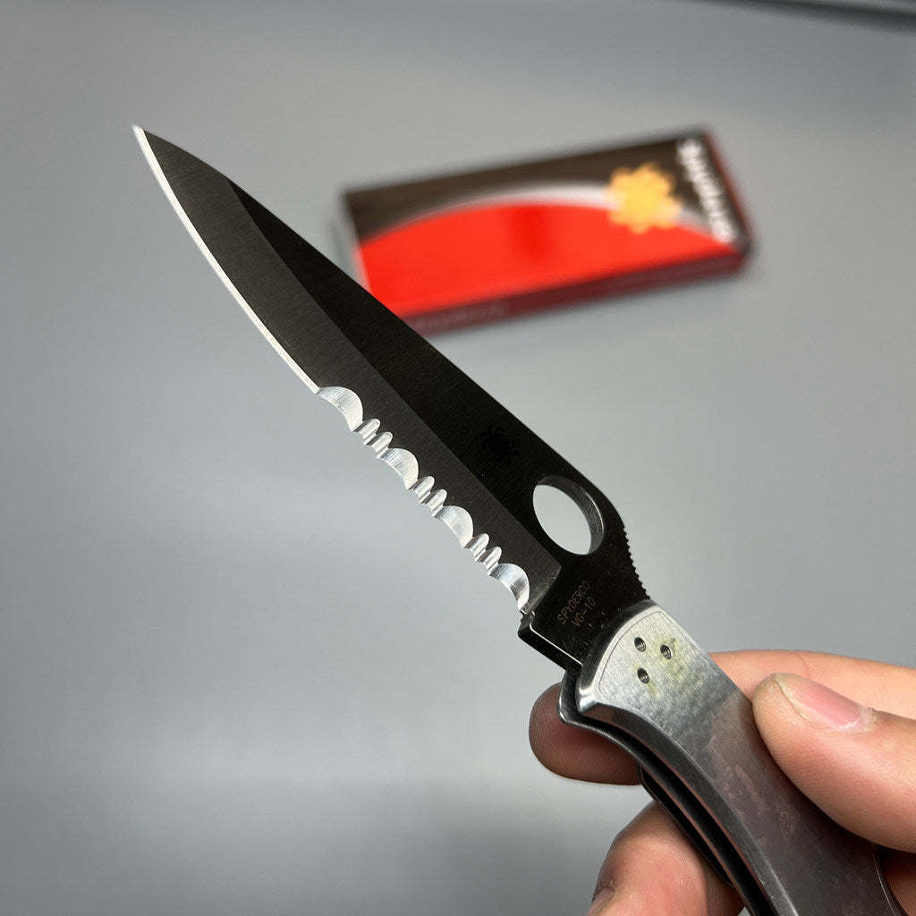 Spyderco Endura 4 Folding Knife 3.875" Satin Combo Blade, Stainless Steel Handles - C10PS