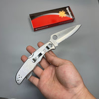 Spyderco Endura 4 Folding Knife 3.875" Satin Combo Blade, Stainless Steel Handles - C10PS