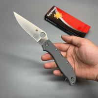 Spyderco Stretch 2XL Folding Knife 3.99" CPM-CruWear Satin Plain Blade, Gray G10 Handles - C258GPGYCW