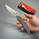 Spyderco Stretch 2XL Folding Knife 3.99" CPM-CruWear Satin Plain Blade, Gray G10 Handles - C258GPGYCW