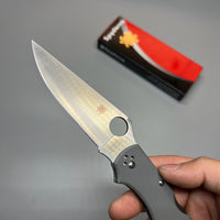 Spyderco Stretch 2XL Folding Knife 3.99" CPM-CruWear Satin Plain Blade, Gray G10 Handles - C258GPGYCW