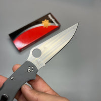 Spyderco Stretch 2XL Folding Knife 3.99" CPM-CruWear Satin Plain Blade, Gray G10 Handles - C258GPGYCW