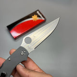 Spyderco Stretch 2XL Folding Knife 3.99" CPM-CruWear Satin Plain Blade, Gray G10 Handles - C258GPGYCW