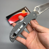 Spyderco Stretch 2XL Folding Knife 3.99" CPM-CruWear Satin Plain Blade, Gray G10 Handles - C258GPGYCW
