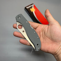 Spyderco Stretch 2XL Folding Knife 3.99" CPM-CruWear Satin Plain Blade, Gray G10 Handles - C258GPGYCW
