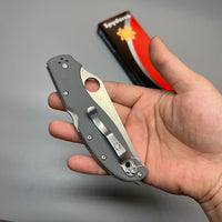 Spyderco Stretch 2XL Folding Knife 3.99" CPM-CruWear Satin Plain Blade, Gray G10 Handles - C258GPGYCW