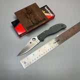 Spyderco Stretch 2XL Folding Knife 3.99" CPM-CruWear Satin Plain Blade, Gray G10 Handles - C258GPGYCW