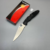 Spyderco Police 4 Lightweight Folding Knife 4.39" VG10 Satin Plain Blade, Black FRN Handles - C07PBK4