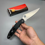 Spyderco Police 4 Lightweight Folding Knife 4.39" VG10 Satin Plain Blade, Black FRN Handles - C07PBK4