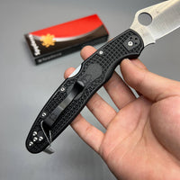 Spyderco Police 4 Lightweight Folding Knife 4.39" VG10 Satin Plain Blade, Black FRN Handles - C07PBK4