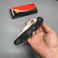 Spyderco Police 4 Lightweight Folding Knife 4.39" VG10 Satin Plain Blade, Black FRN Handles - C07PBK4