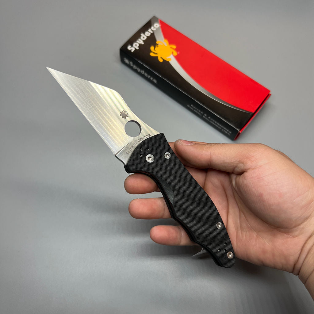 Spyderco Yojimbo 2 Folding Knife 3.2" S30V Satin Plain Blade, Black G10 Handles - C85GP2