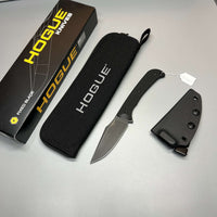 Hogue Extrak Fixed Blade Knife 3.3" CPM-M4 Black Cerakote Clip Point, Black G10 Handles, Kydex Sheath - 35869