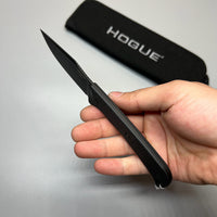 Hogue Extrak Fixed Blade Knife 3.3" CPM-M4 Black Cerakote Clip Point, Black G10 Handles, Kydex Sheath - 35869