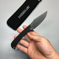 Hogue Extrak Fixed Blade Knife 3.3" CPM-M4 Black Cerakote Clip Point, Black G10 Handles, Kydex Sheath - 35869