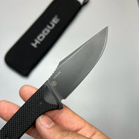 Hogue Extrak Fixed Blade Knife 3.3" CPM-M4 Black Cerakote Clip Point, Black G10 Handles, Kydex Sheath - 35869