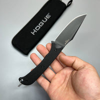 Hogue Extrak Fixed Blade Knife 3.3" CPM-M4 Black Cerakote Clip Point, Black G10 Handles, Kydex Sheath - 35869