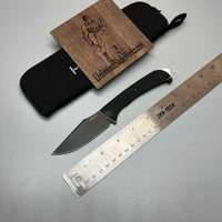 Hogue Extrak Fixed Blade Knife 3.3" CPM-M4 Black Cerakote Clip Point, Black G10 Handles, Kydex Sheath - 35869
