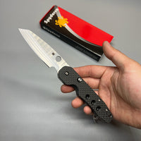 Spyderco Kevin Smock Folding Knife 3.45" S30V Satin Plain Blade, Carbon Fiber/G10 Laminate Handles - C240CFP