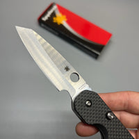Spyderco Kevin Smock Folding Knife 3.45" S30V Satin Plain Blade, Carbon Fiber/G10 Laminate Handles - C240CFP