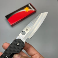 Spyderco Kevin Smock Folding Knife 3.45" S30V Satin Plain Blade, Carbon Fiber/G10 Laminate Handles - C240CFP