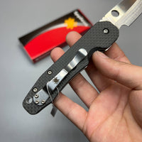 Spyderco Kevin Smock Folding Knife 3.45" S30V Satin Plain Blade, Carbon Fiber/G10 Laminate Handles - C240CFP