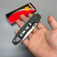 Spyderco Kevin Smock Folding Knife 3.45" S30V Satin Plain Blade, Carbon Fiber/G10 Laminate Handles - C240CFP