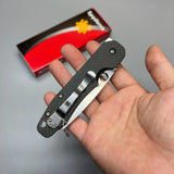 Spyderco Kevin Smock Folding Knife 3.45" S30V Satin Plain Blade, Carbon Fiber/G10 Laminate Handles - C240CFP