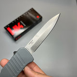 HK Knives by Hogue Hadron OTF AUTO Knife 3.375" 154CM Stonewashed Spear Point Point Blade, Gray Aluminum Handles - 54022