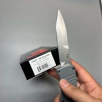 HK Knives by Hogue Hadron OTF AUTO Knife 3.375" 154CM Stonewashed Spear Point Point Blade, Gray Aluminum Handles - 54022
