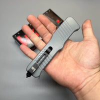 HK Knives by Hogue Hadron OTF AUTO Knife 3.375" 154CM Stonewashed Spear Point Point Blade, Gray Aluminum Handles - 54022