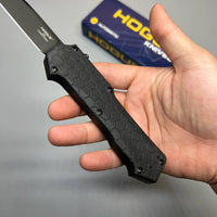 Hogue Compound OTF AUTO Knife 3.5" S30V Black PVD Clip Point Blade, Black G10 and Aluminum Handles, Tritium Switch - 34031