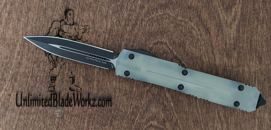 Microtech UTX-85 D/E OTF Automatic Knife Natural G-10 Jade (3.125" Black)