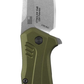 Kershaw 1776OLSW Link Assisted Flipper Knife 3.25" CPM-20CV Stonewashed Plain Blade, Olive Aluminum Handles, Liner Lock