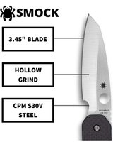 Spyderco Kevin Smock Folding Knife 3.45" S30V Satin Plain Blade, Carbon Fiber/G10 Laminate Handles - C240CFP