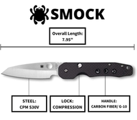 Spyderco Kevin Smock Folding Knife 3.45" S30V Satin Plain Blade, Carbon Fiber/G10 Laminate Handles - C240CFP